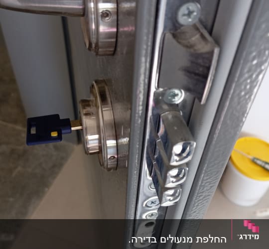 מנעול דלת עם מפתח בתוכו